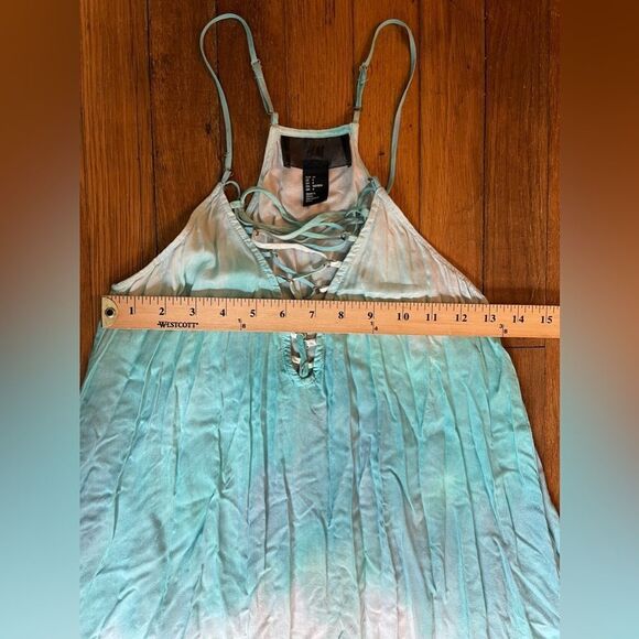 H&M blue and white tie dye MAXI DRESS spaghetti straps size 4 - Picture 7 of 8